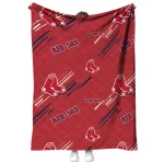 boston red sox sketch lines red quilt blanket best selling