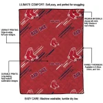 boston red sox sketch lines red quilt blanket best selling