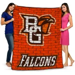 bowling green falcons brick grid orange quilt blanket best selling
