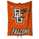 bowling green falcons brick grid orange quilt blanket best selling