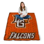 bowling green falcons brick grid orange quilt blanket best selling