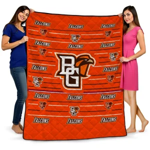 bowling green falcons handdrawn stripes orange quilt blanket best selling
