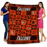 bowling green falcons helmet heart orange quilt blanket best selling