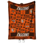 bowling green falcons helmet heart orange quilt blanket best selling