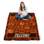 bowling green falcons helmet heart orange quilt blanket best selling