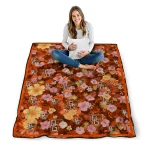 bowling green falcons hibiscus foliage orange quilt blanket best selling