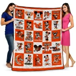 bowling green falcons mickey mouse motif orange white quilt blanket best selling