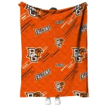 bowling green falcons sketch lines orange quilt blanket best selling