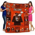 bowling green falcons snoopy love orange quilt blanket best selling