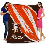 bowling green falcons stroke art orange white quilt blanket best selling