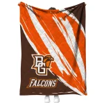 bowling green falcons stroke art orange white quilt blanket best selling