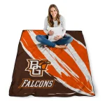 bowling green falcons stroke art orange white quilt blanket best selling