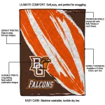bowling green falcons stroke art orange white quilt blanket best selling