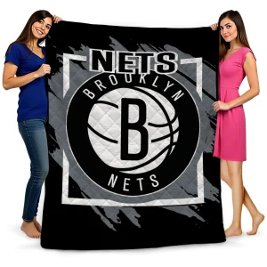 brooklyn nets block border black quilt blanket best selling