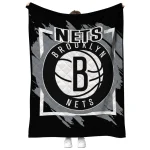 brooklyn nets block border black quilt blanket best selling