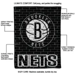 brooklyn nets brick grid black quilt blanket best selling
