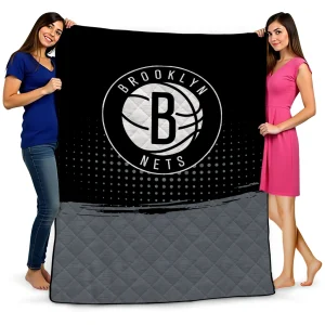 brooklyn nets dot illusion black quilt blanket best selling