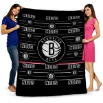 brooklyn nets handdrawn stripes black quilt blanket best selling
