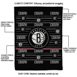 brooklyn nets handdrawn stripes black quilt blanket best selling