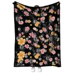 brooklyn nets hibiscus foliage black quilt blanket best selling