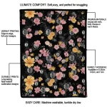 brooklyn nets hibiscus foliage black quilt blanket best selling