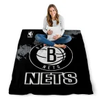 brooklyn nets nba grunge black quilt blanket best selling