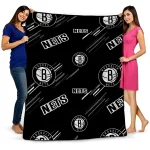 brooklyn nets sketch lines black quilt blanket best selling
