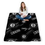 brooklyn nets sketch lines black quilt blanket best selling