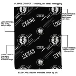 brooklyn nets sketch lines black quilt blanket best selling