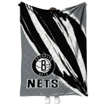 brooklyn nets stroke art black white quilt blanket best selling