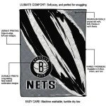 brooklyn nets stroke art black white quilt blanket best selling
