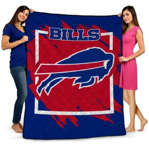 buffalo bills block border blue quilt blanket best selling