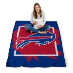 buffalo bills block border blue quilt blanket best selling