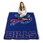 buffalo bills brick grid blue quilt blanket best selling