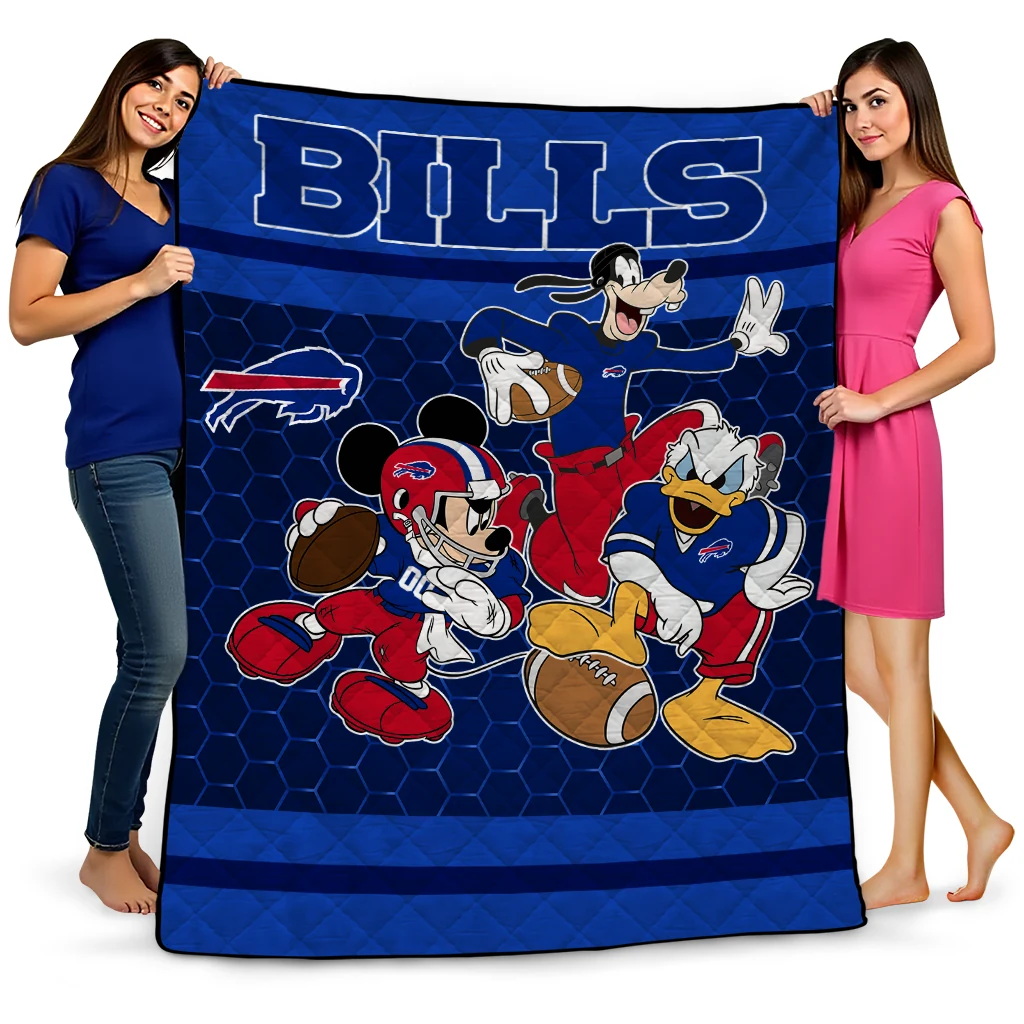 buffalo bills disney football blue quilt blanket best selling