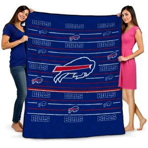 buffalo bills handdrawn stripes blue quilt blanket best selling