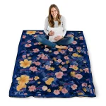 buffalo bills hibiscus foliage blue quilt blanket best selling
