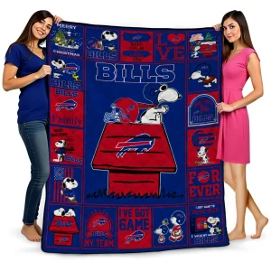 buffalo bills snoopy love blue quilt blanket best selling