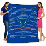 buffalo bulls handdrawn stripes royal blue quilt blanket best selling