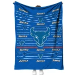 buffalo bulls handdrawn stripes royal blue quilt blanket best selling