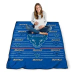 buffalo bulls handdrawn stripes royal blue quilt blanket best selling