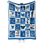 buffalo bulls mickey mouse motif royal blue white quilt blanket best selling