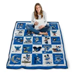 buffalo bulls mickey mouse motif royal blue white quilt blanket best selling