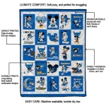 buffalo bulls mickey mouse motif royal blue white quilt blanket best selling