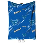 buffalo bulls sketch lines royal blue quilt blanket best selling