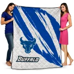buffalo bulls stroke art royal blue white quilt blanket best selling