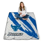 buffalo bulls stroke art royal blue white quilt blanket best selling