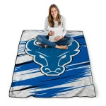 buffalo bulls wild lines royal blue white quilt blanket best selling