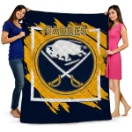 buffalo sabres block border navy blue quilt blanket best selling