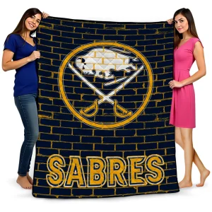 buffalo sabres brick grid navy blue quilt blanket best selling